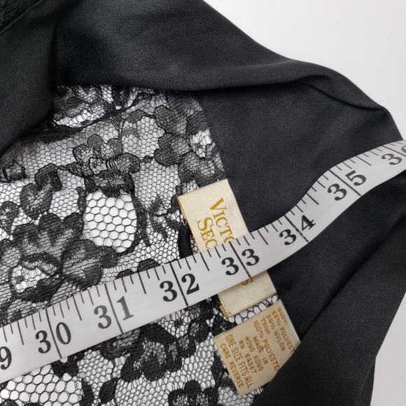 Vintage Victoria's Secret Lace Robe Satin Trim O/S Black Self Tie Belt Women's - Picture 12 of 15